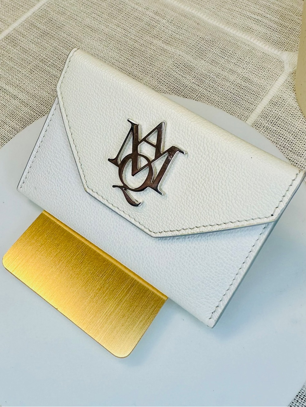 Alexander McQueen White Leather Envelope Card Wallet with Silver Logo - Picture 3 of 10